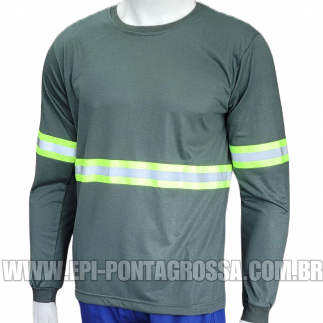 CAMISETA POLIVISCOSE MANGA LONGA VERDE FAIXA