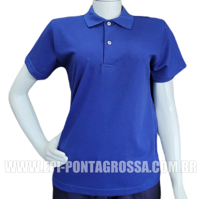 CAMISA GOLA POLO FEMININA AZUL